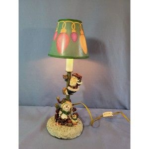 Christmas Table Desk Lamp w/Santa Claus & Snowman & Penguin Vintage 13''Tall